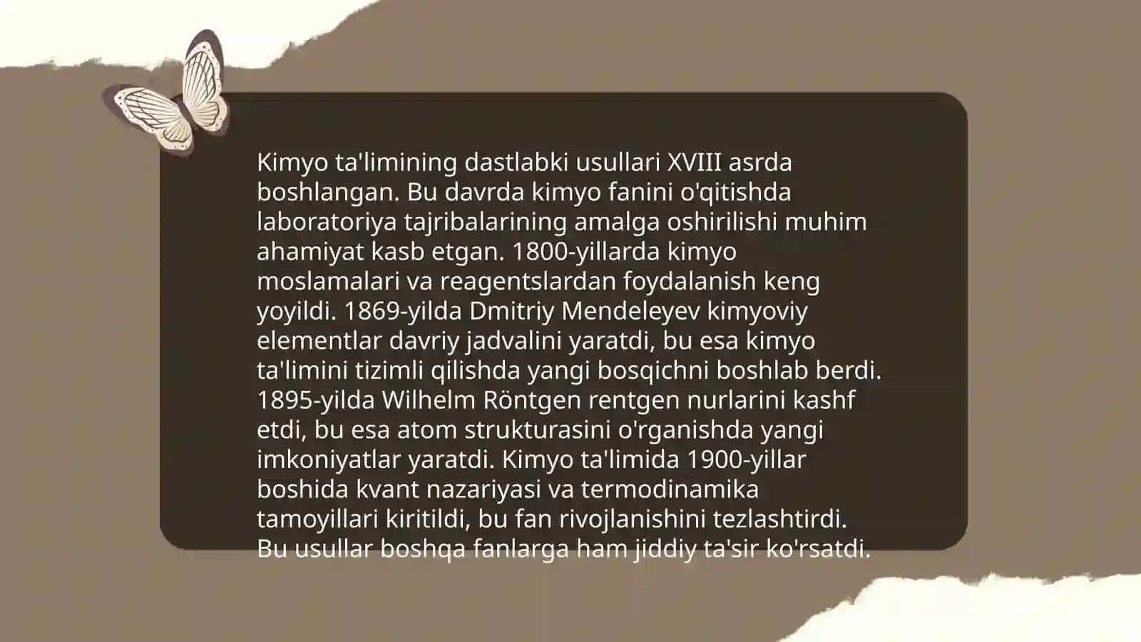 Kimyo oʻqitish metodikasining nazariy asoslari fanining rivojlanish tarixi 4
