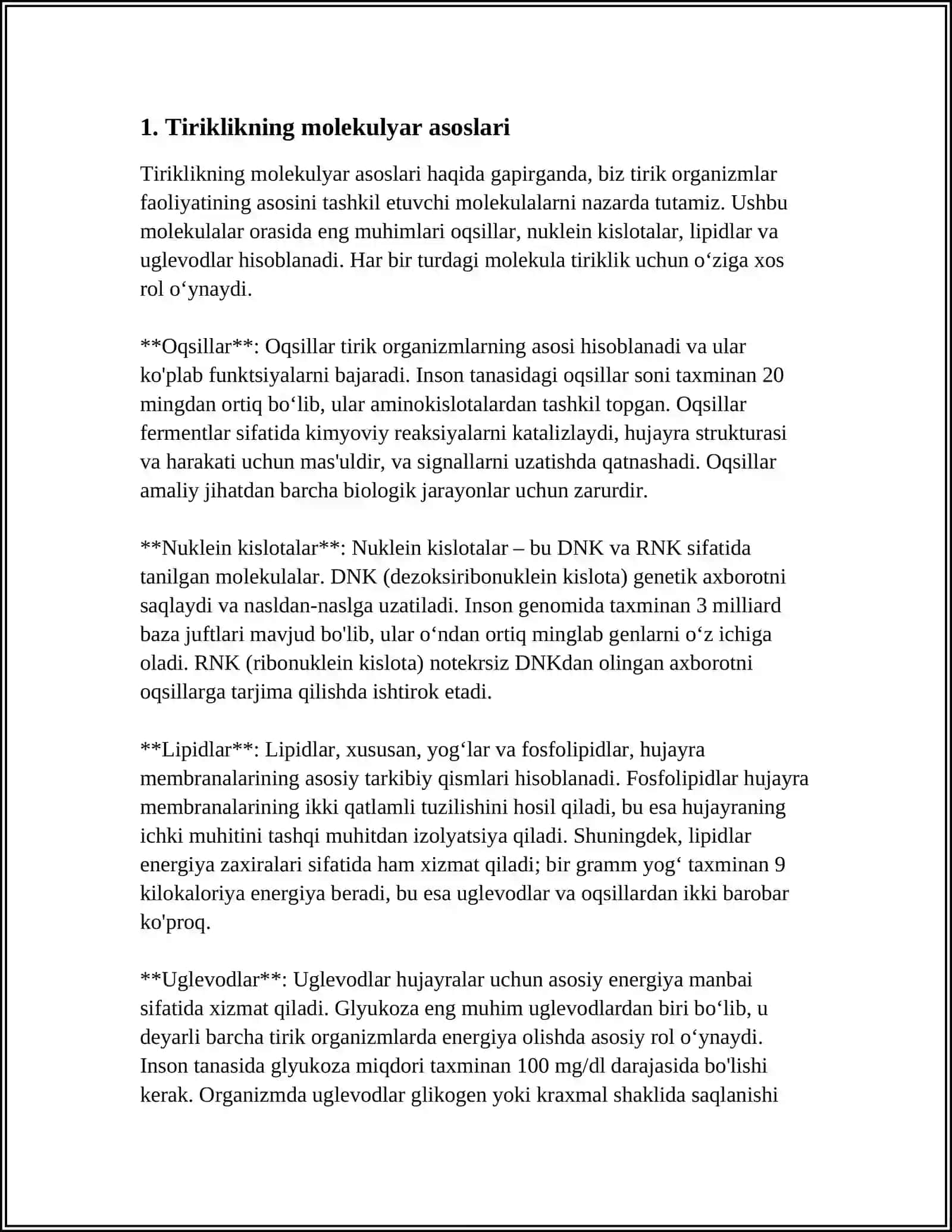 TIRIKLIKNING MOLEKULYAR ASOSLARI 4