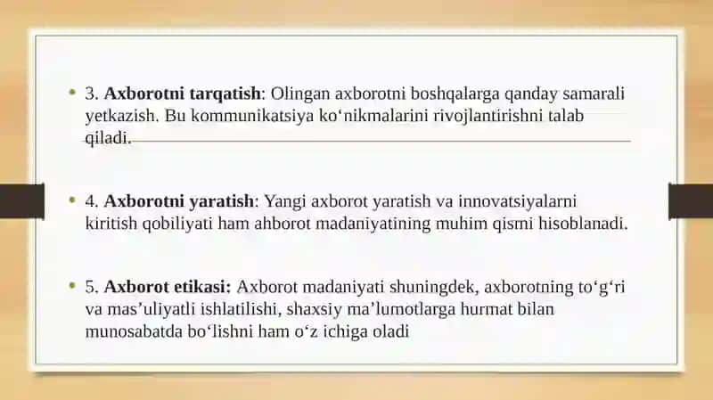 Axborot madaniyati va axborotlashgan jamiyat 4