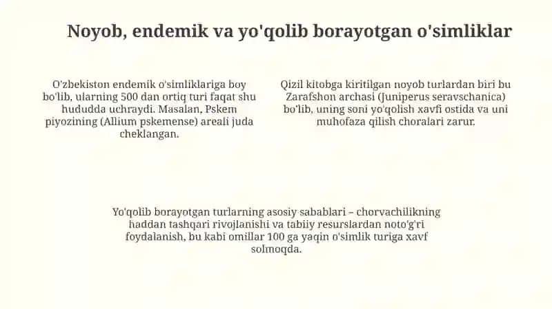 Oʻzbekiston florasini boyligi va xilma-xilligi 4