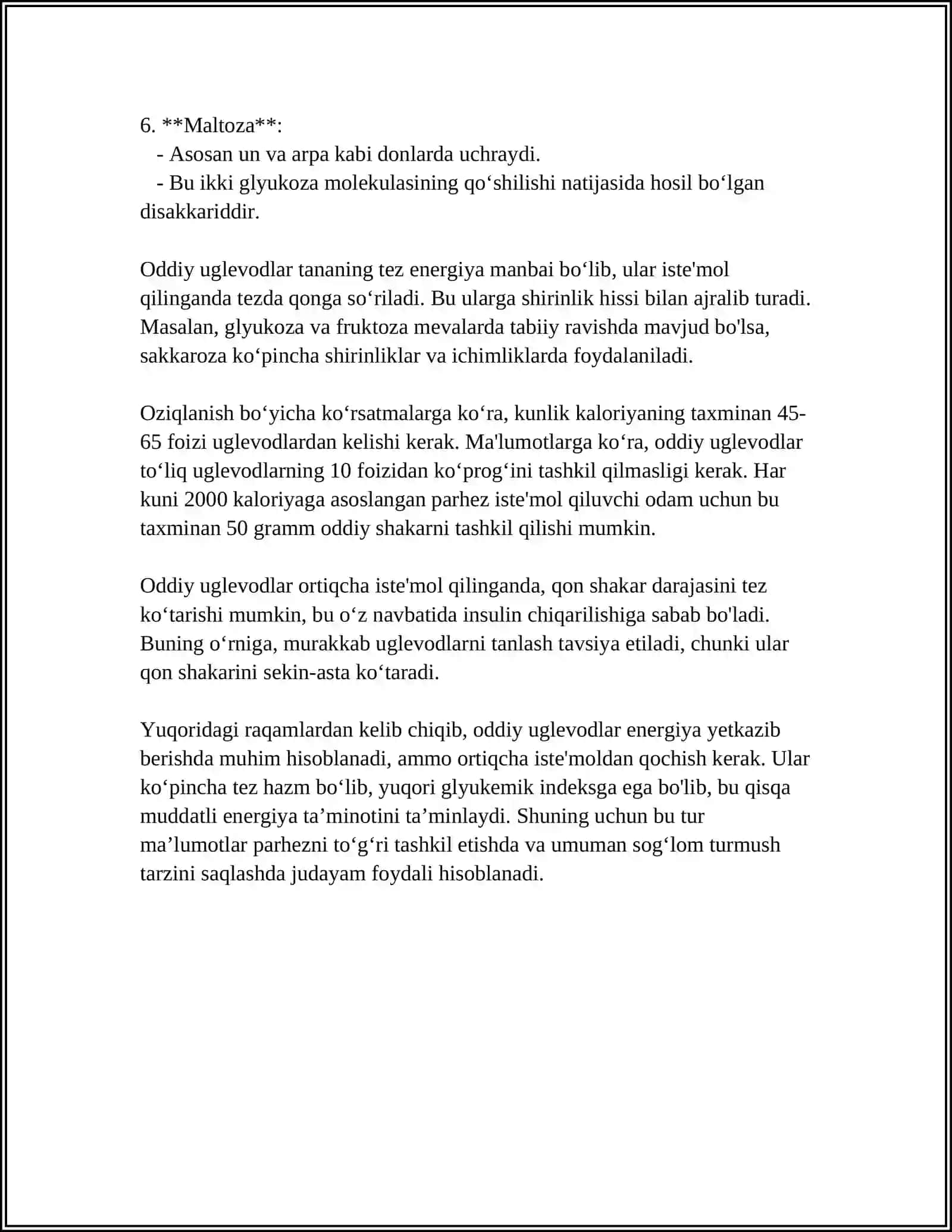 ODDIY VA MURAKKAB UGLEVODLAR 4