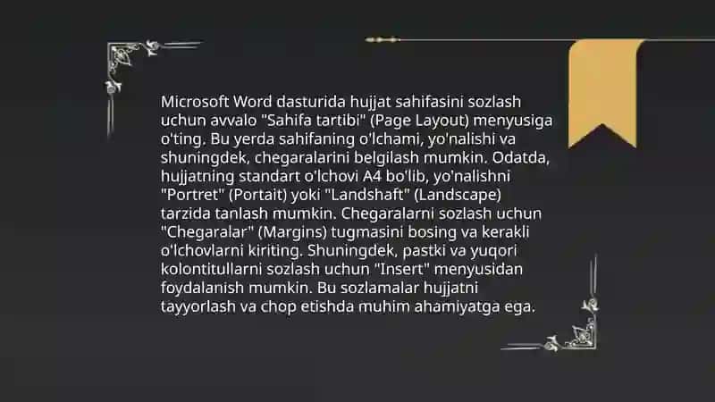 Microsoft Word dasturida matnli hujjatlar tayyorlash 4