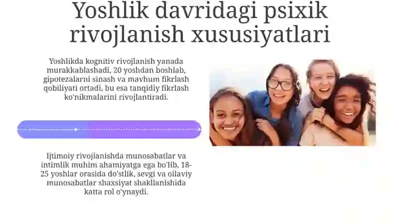 O'smirlik va Yoshlikdagi Psixik Rivojlanish 4