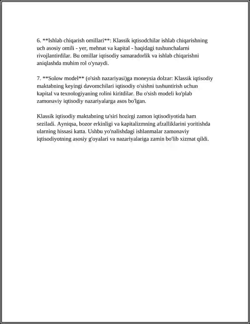 KLASSIK IQTISODIY MAKTAB TA'LIMOTI 4