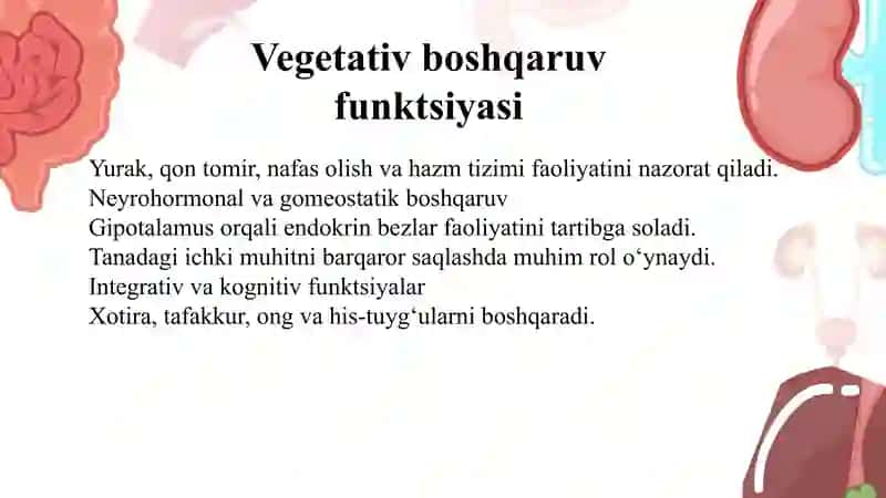 Markaziy asab sistemasi umumiy Fizologiyasi.Asab Markazlarini xossalari bilan tanishish 4
