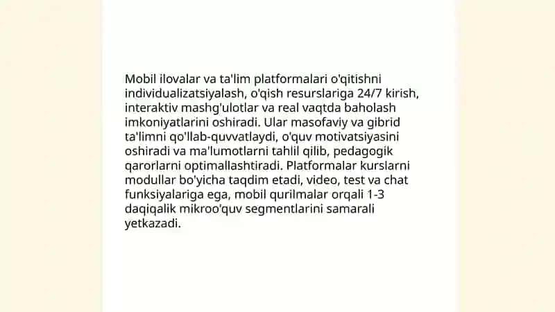 Mobil texnologiyalarning ta’lim tizimidagi qo‘llanilishi 4