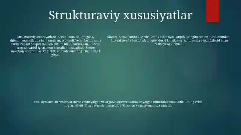 Benzofenon Sintezi Uning Tuzilishi Va Xossalari 4