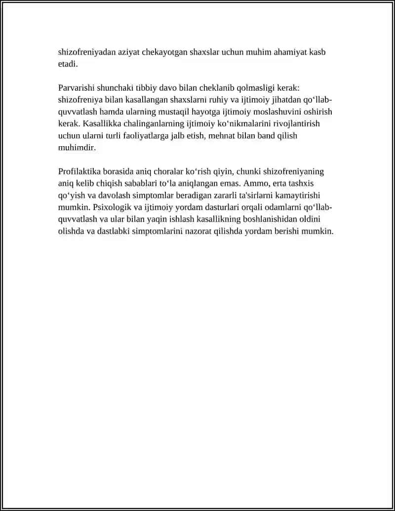 SHIZOFRENIYA KASALIGI NIMA ETIOLIGIYASI KLINIKASI DAVOSI PARVARISHI PROFILAKTIKASI 4