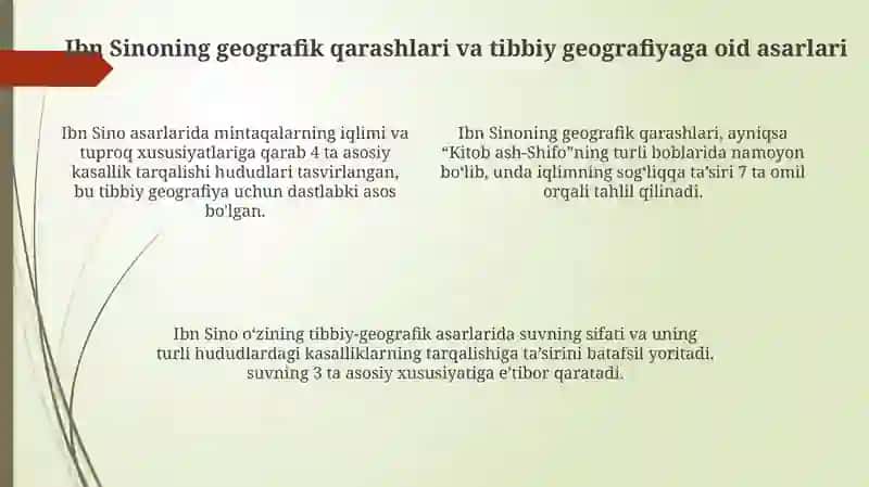 Abu Ali Ibn Sino asarlarida tibbiy geografik bilimlarning yoritilishi 4