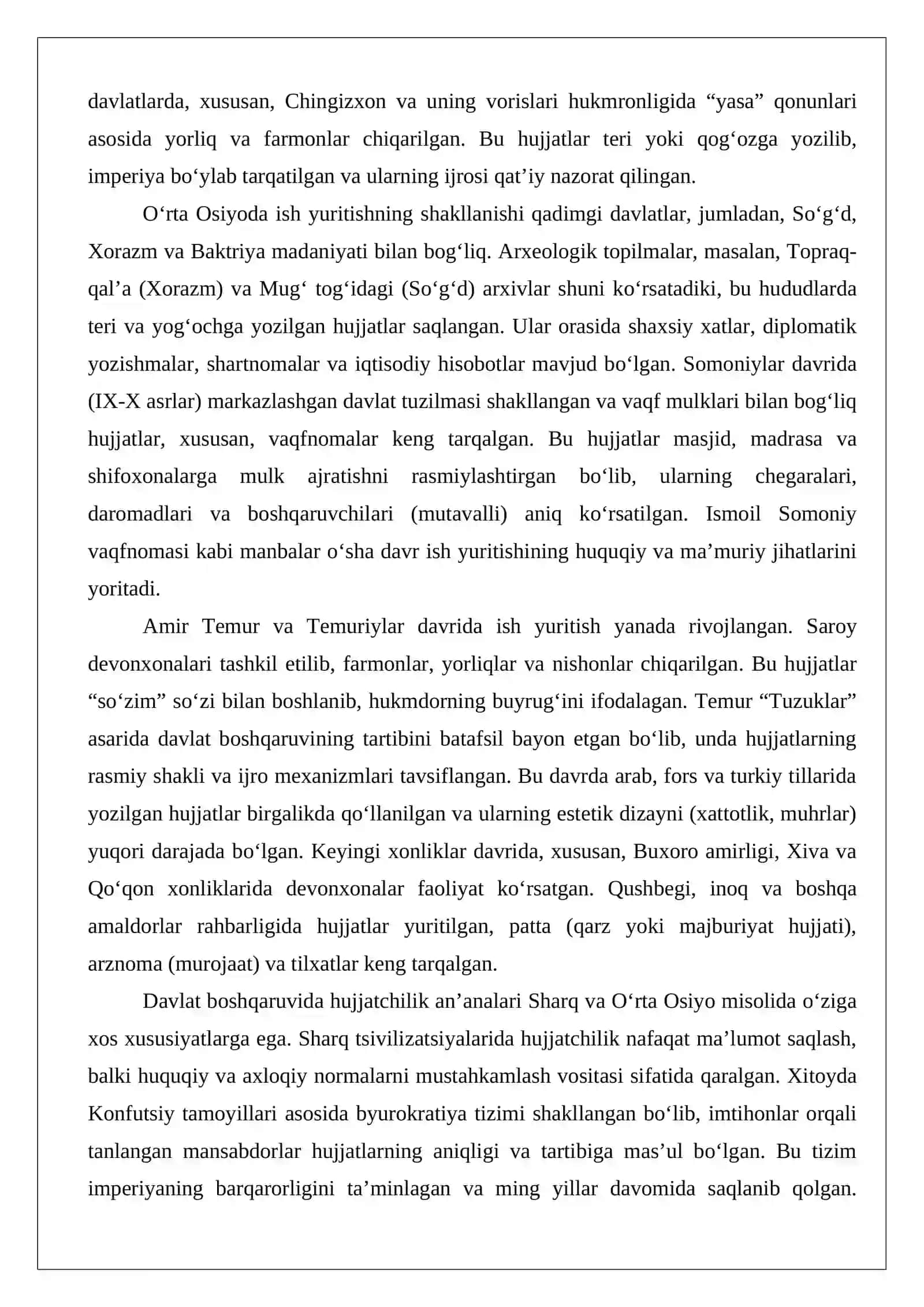 Ish yuritishning huquqiy asoslari, tili va usullariga oid tahliliy material tayyorlash 4