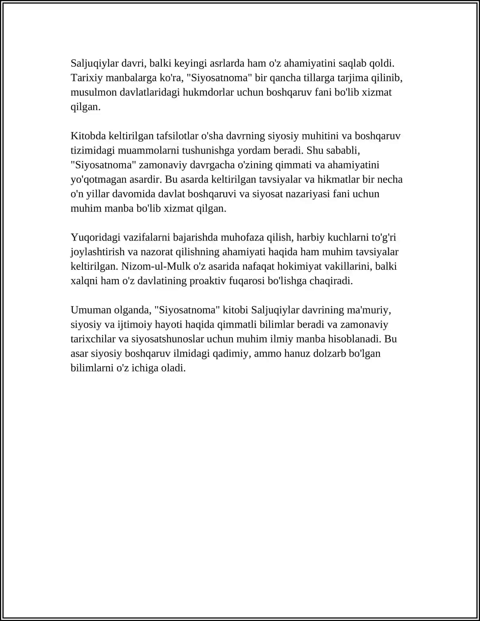 NIZOMULMULKNING SIYOSATNOMA ASARI 4