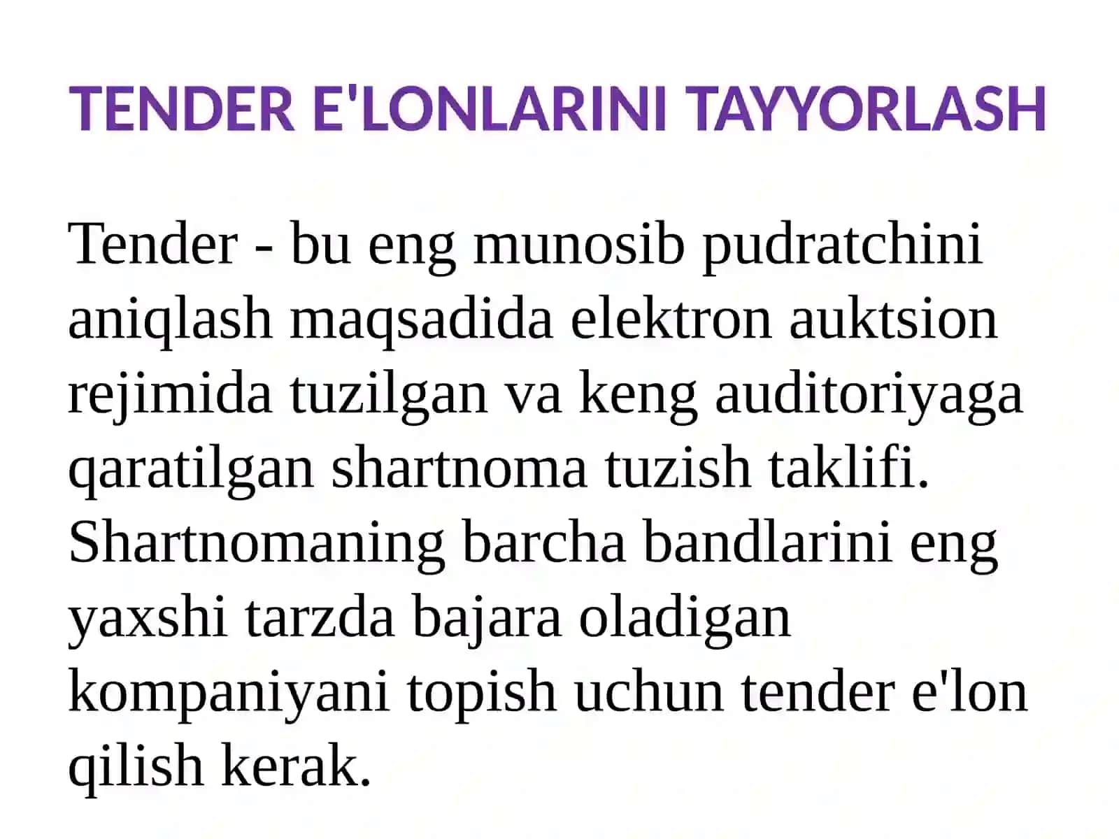 YO'LLARINI QURILISH,REKONSTRUKSIYA QILISH VA KAPITAL TA'MIRLASH BO'YICHA TENDERSAVDOLARIDA ISHTIROK ETISh UCHUN HUJJATLARTARKIBIVA ULARNI TAYYORLASH 4