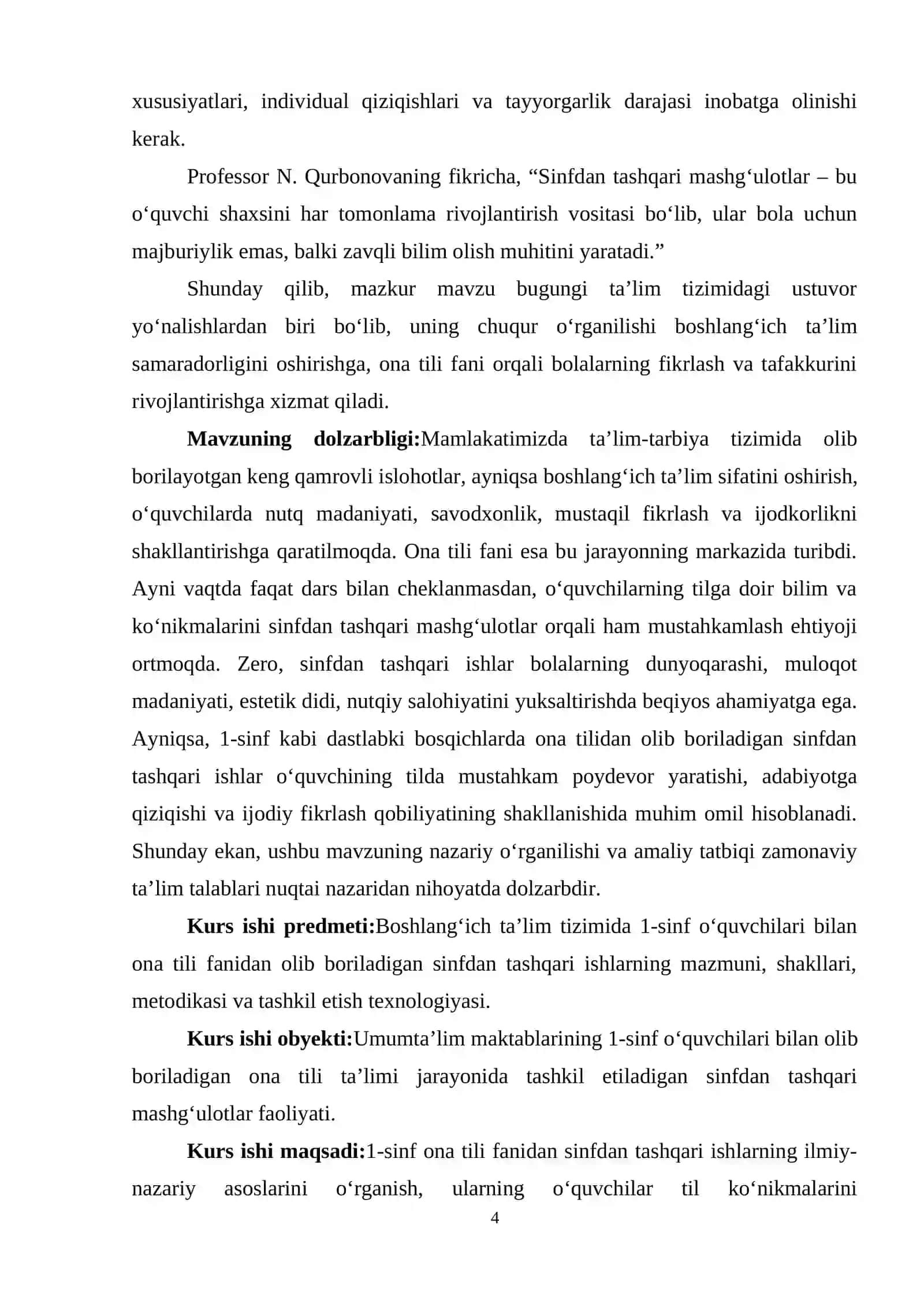 1-SINF ONA TILIDAN SINFDAN TASHQARI ISHLARINI TASHKIL QILISH 4