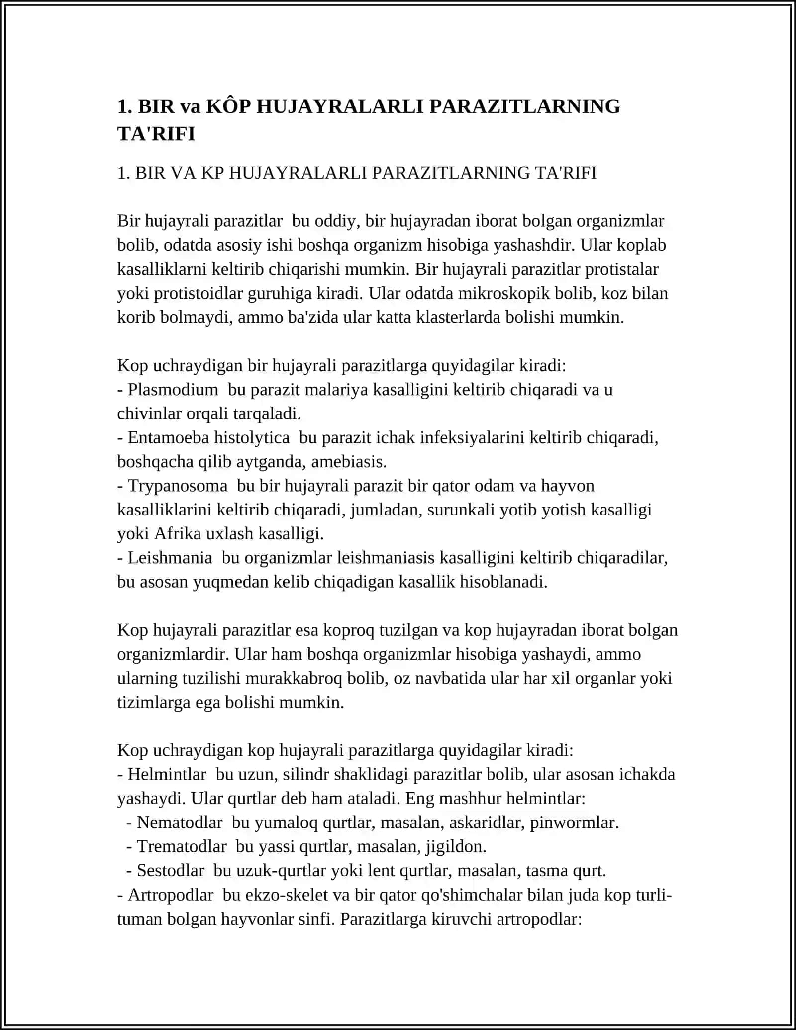 BIOLOGIYA TURLARI BUYICHAA MUSTAQIL ISH 4