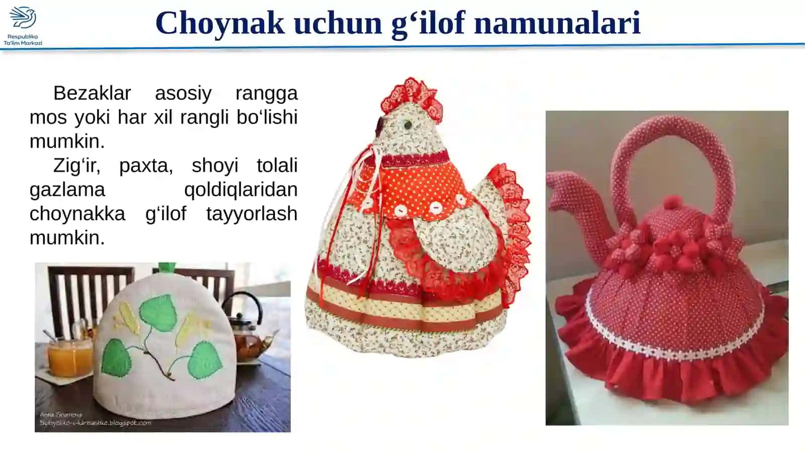 6-sinf Texnologiya. Choynak uchun g'ilof bichish va tikish 4