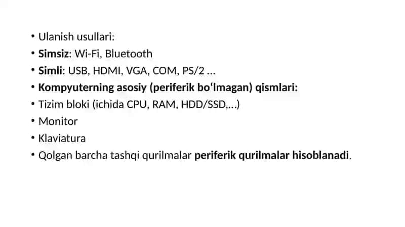 Periferiya uskunalarining turlar 4
