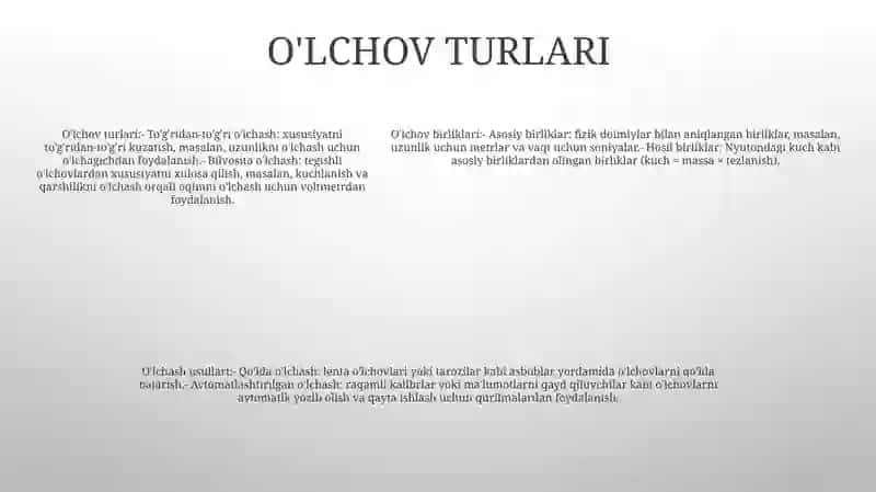 O'Lchash Turlari Va Usullari 4