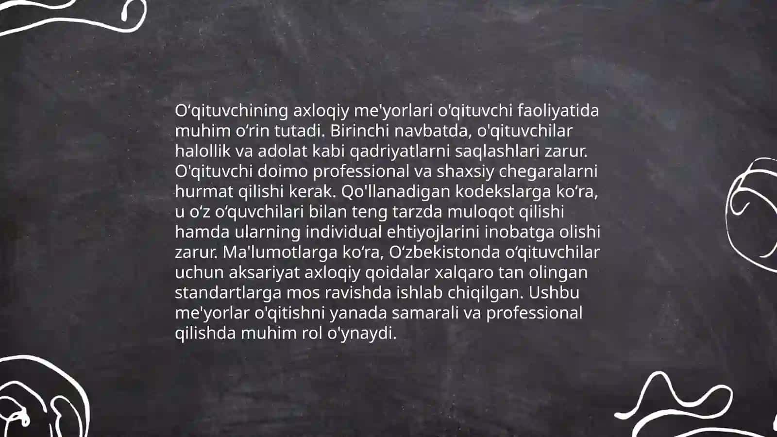 Samarali oʻqituvchi yuqori axloqiy va psixologik madaniyatning egasidir 4
