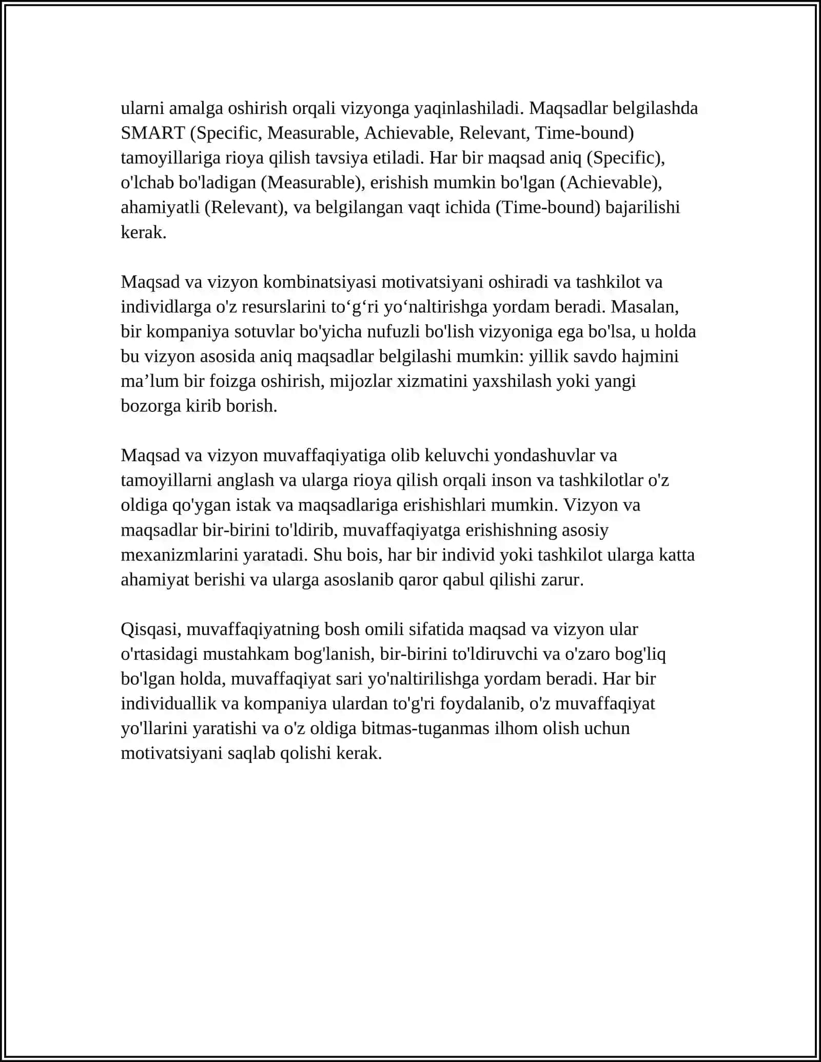 Muvaffaqiyatning kalit omili 4