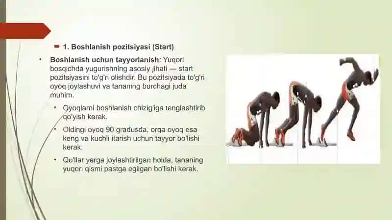 Qisqa masofaga yugurish texnikasini o’rgatish(60,100) 4