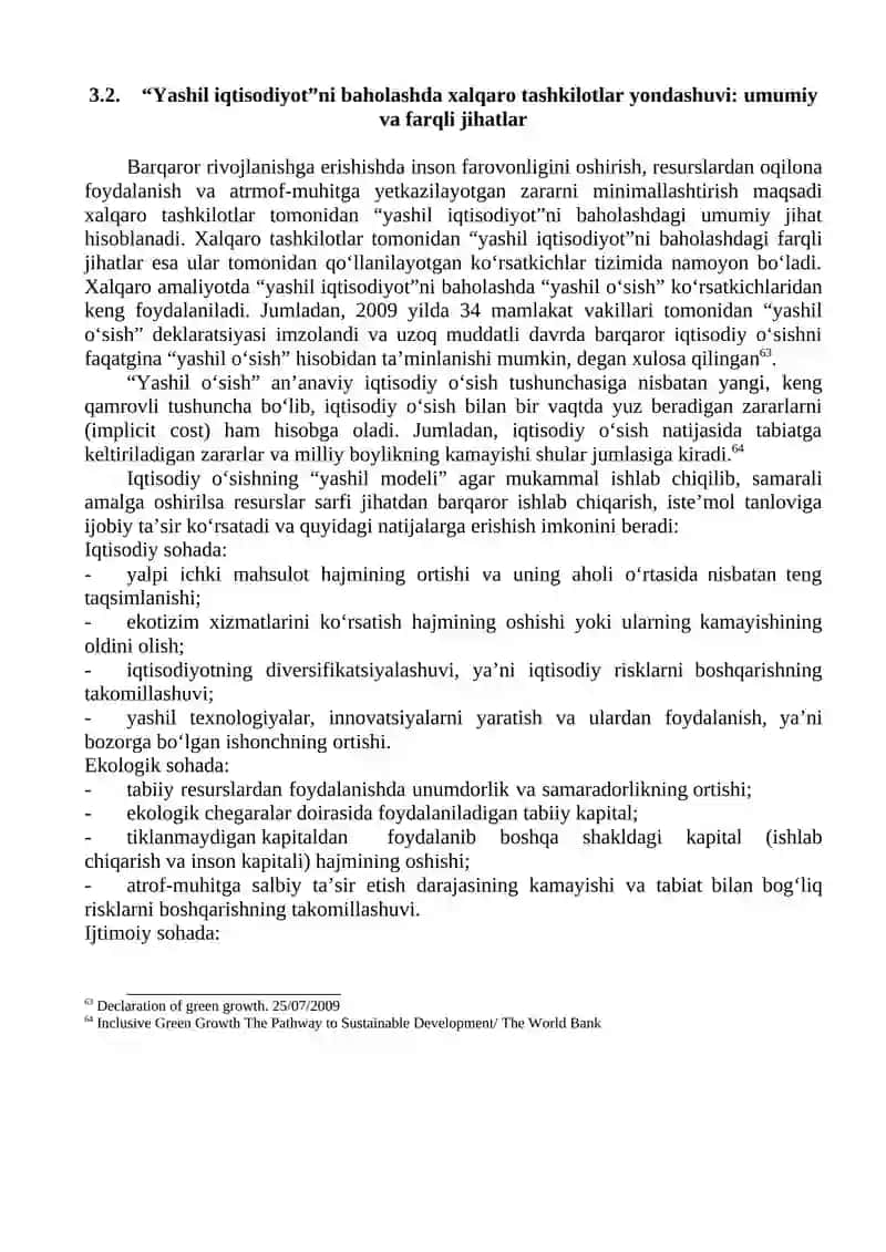 “YASHIL IQTISODIYOT”NI BAHOLASH AMALIYOTI VA INDIKATORLARI 4