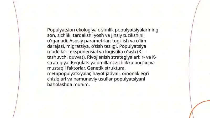 Ekologiya, fitotsenalogiya va oʻsimliklar geografiyasi 4