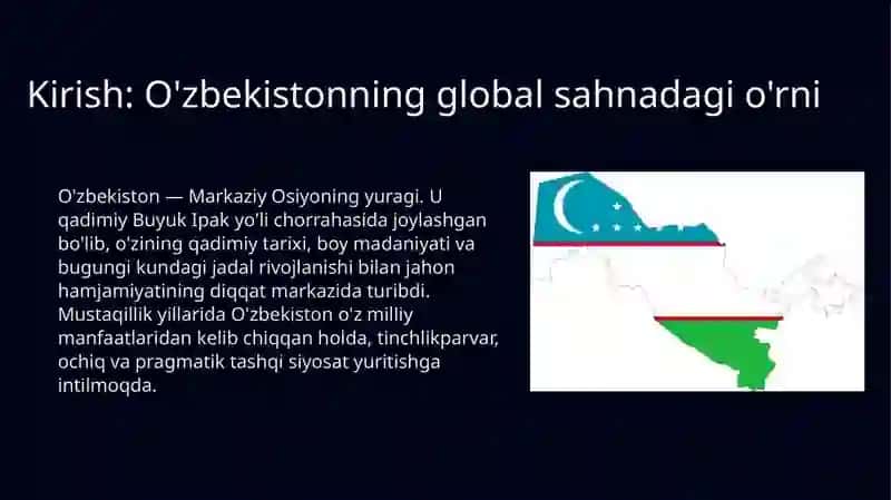 O'zbekiston va Jahon Hamjamiyati: Strategik Integratsiya 4