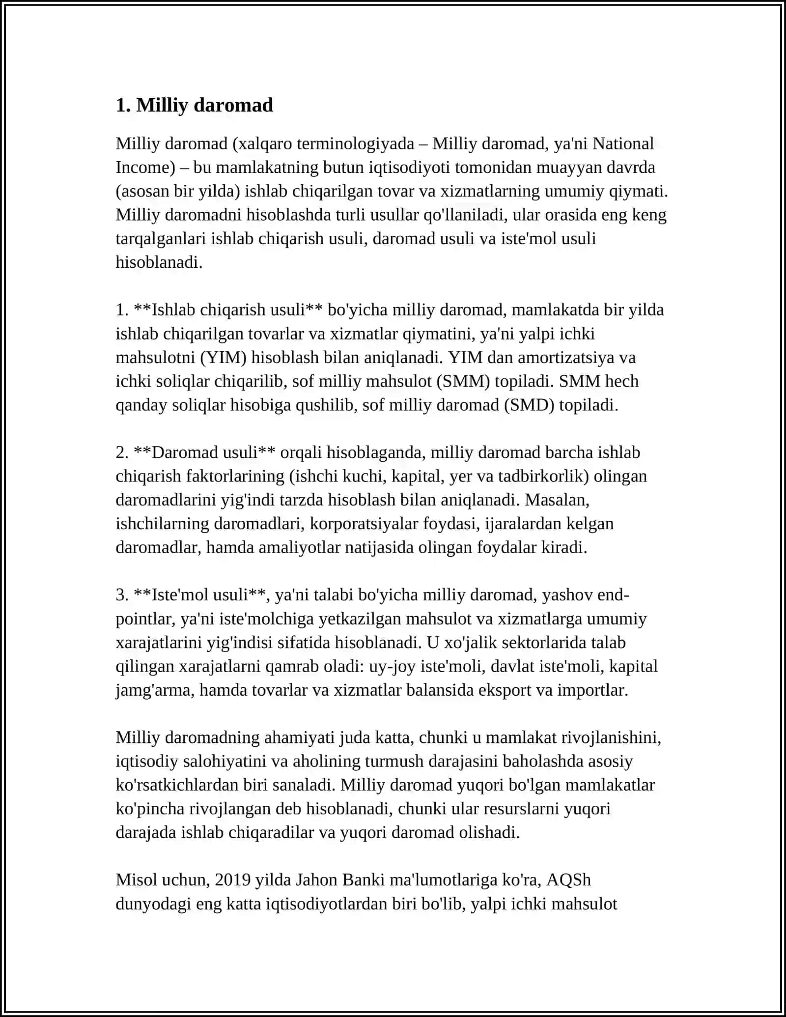 MILLIY IQTISODIYOT VA UNING MAKROIQTISODIY KOʻRSATKICHLARI 4