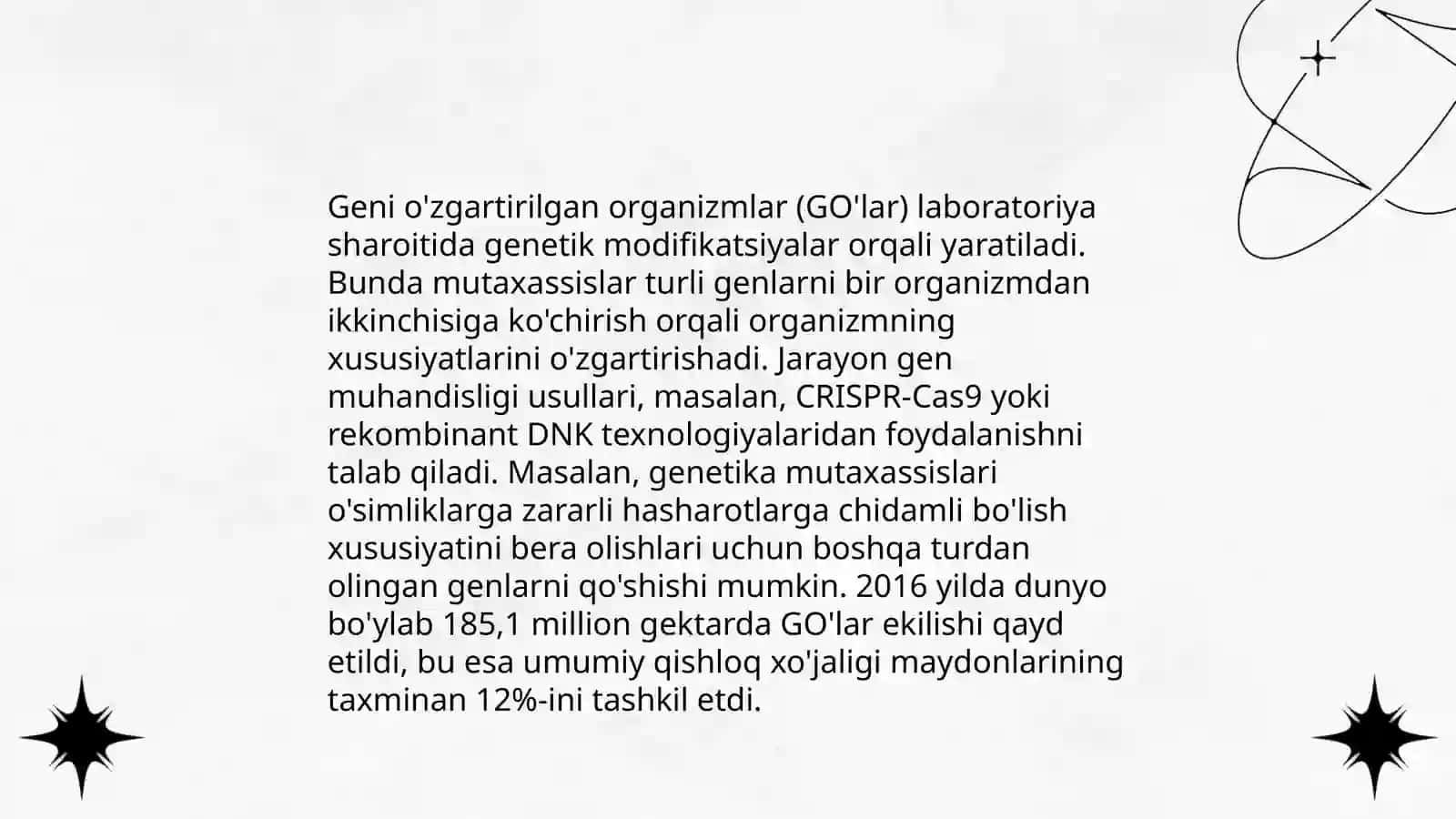 Geni o’zgartirilgan oziq-ovqat mahsulotlari va organizmlar 4