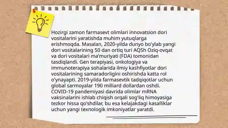 Hozirgi zamon farmasevt olimlarining soha rivojiga qoʻshgan hissasi 4