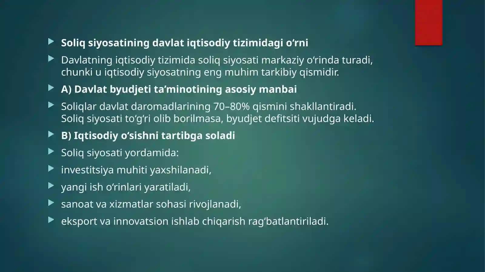 Davlat soliq siyosati uning yo’nalishlari 4