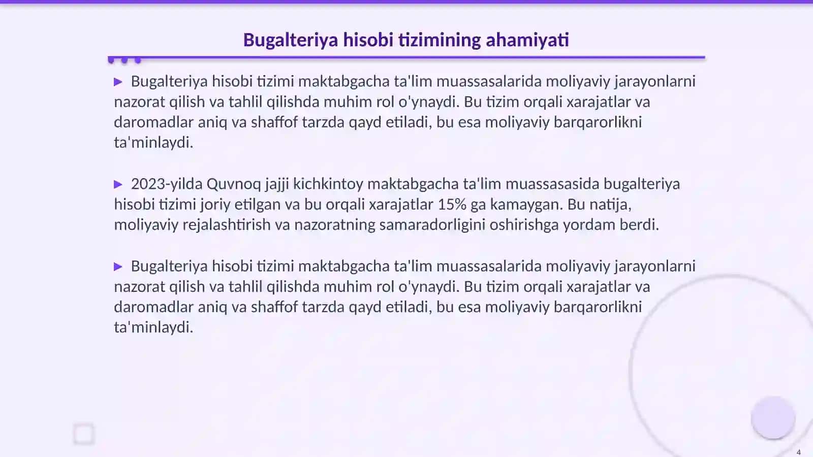 Quvnoq jajji kichkintoy nomli davlat xususiy sheriklikdagi maktabgacha talim bochicha slayd 4