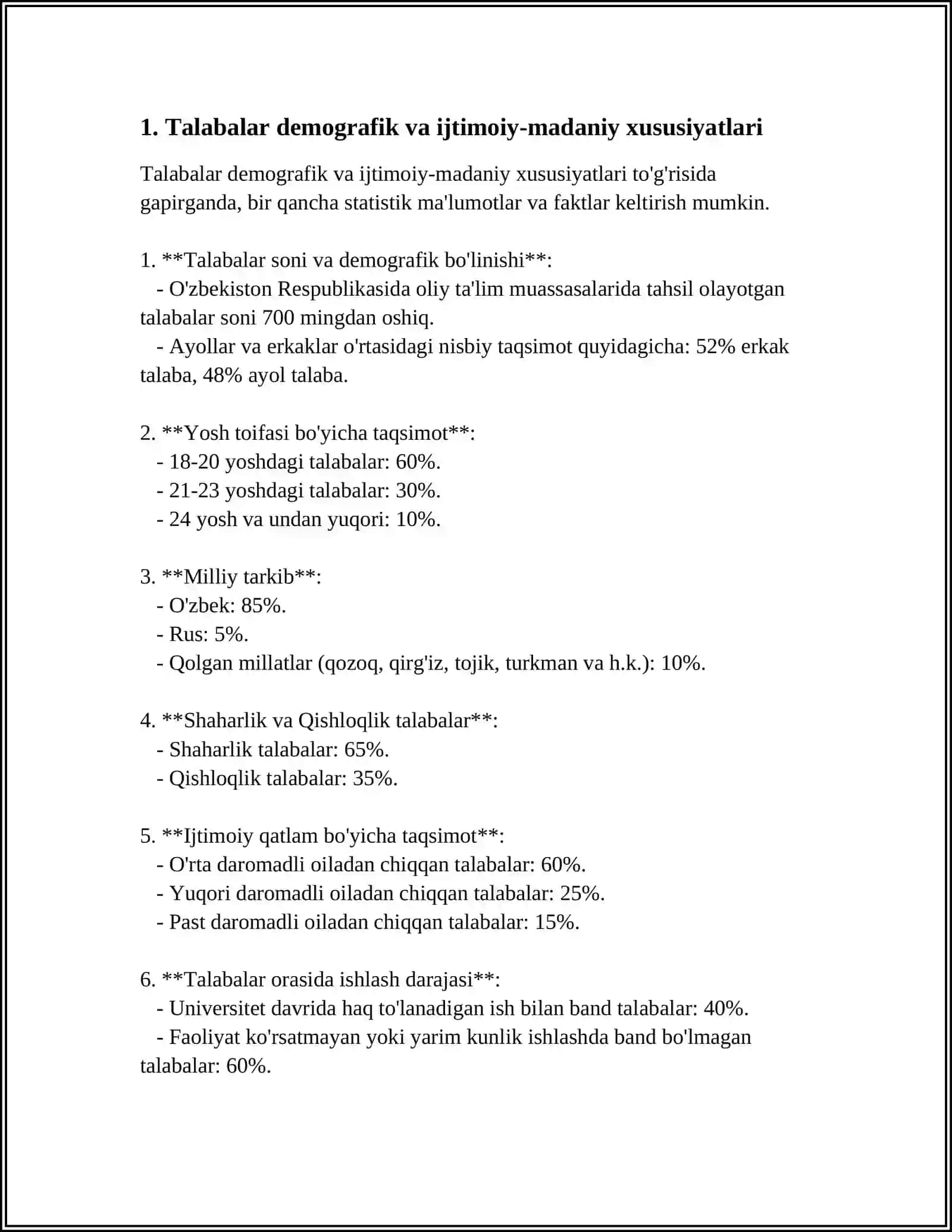 ADVOKATLIK MAQOMIGA EGA BOʻLISH UCHUN TALABALARNING UMUMIY TAVSIFI 4