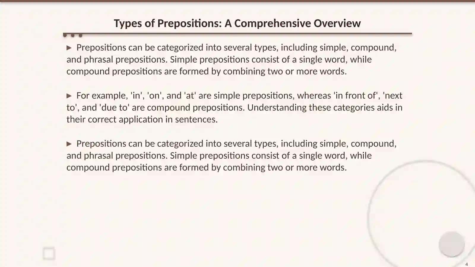 Usage of Prepositions 4
