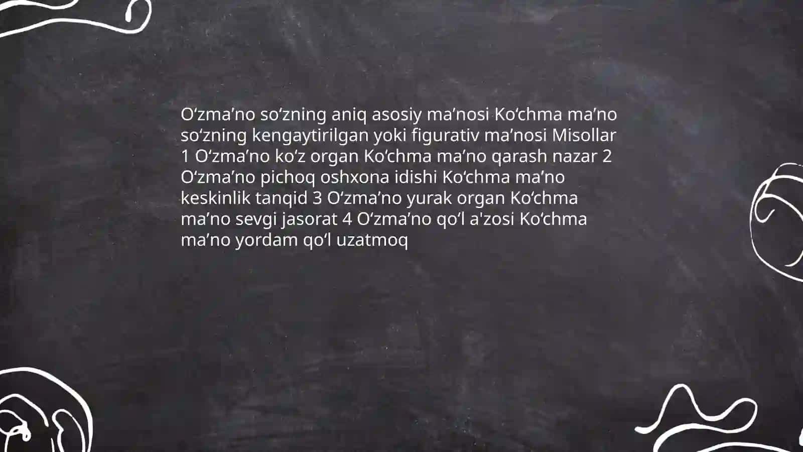 So‘zning o‘z va ko‘chma ma’nolari 4