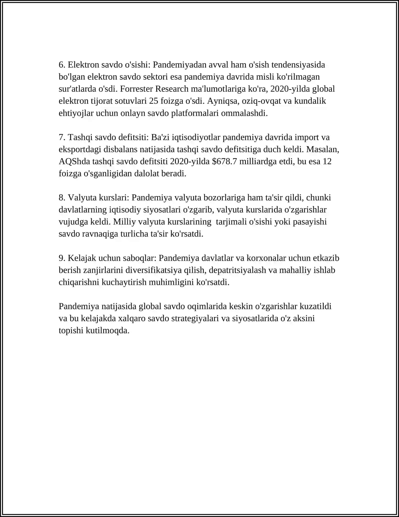 2020 YIL JAHON XO'JALIGIDA YUZAGA KELGAN PANDEMIYANING JAHON BOZORLARIGA TA'SIRI 4
