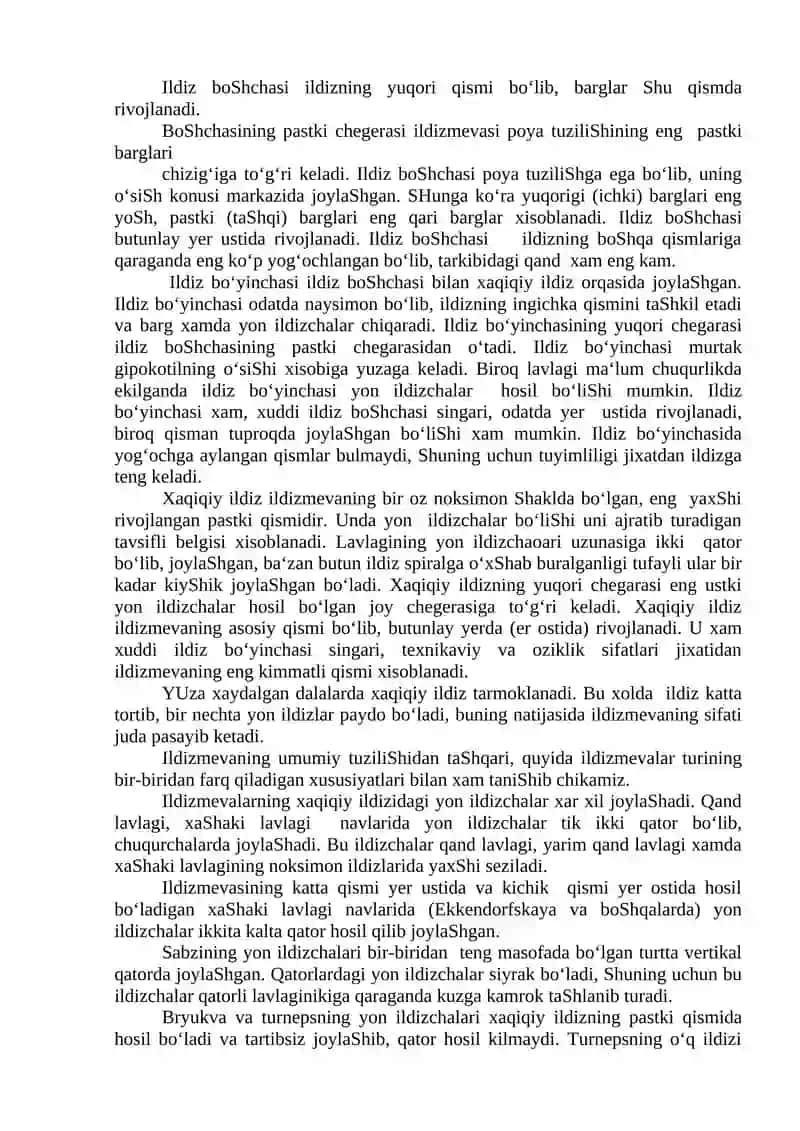 Ildizmevali ekinlar umumiy morfologik belgilari 4