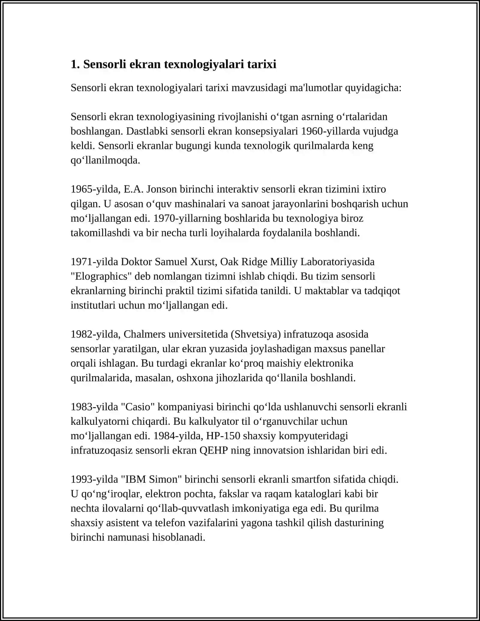 SENSORLI EKRAN (TOUCHSCREEN) INTERFEYSI BILAN ISHLASH 4