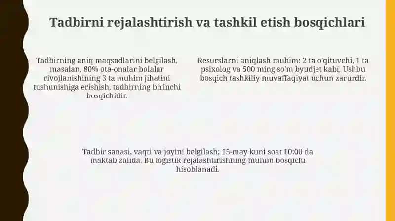Pedagogking oila bilan olib boriladigan ish faoilayati 4