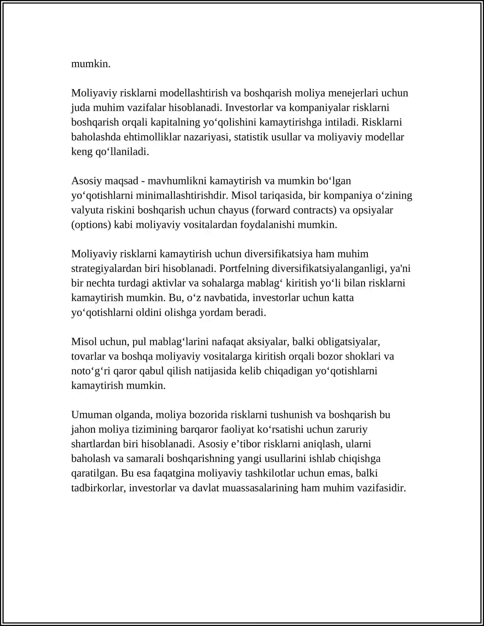 Moliya bozoridagi risklar 4