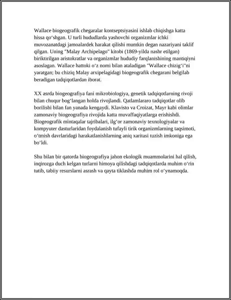 Mavzu: BIOGEOGRAFIYA FANIGA KIRISH. FANNING PREDMETI, VAZIFALARI VA USULLARI 4
