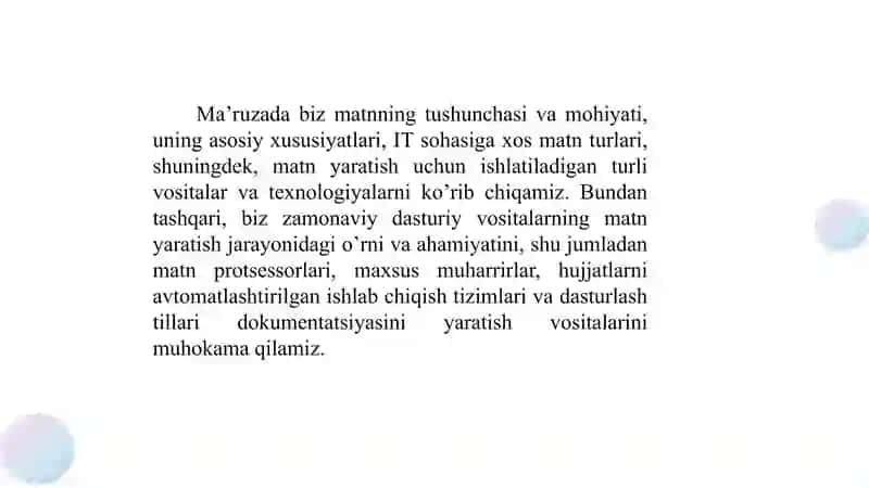 Matn va uning turlari. Matn hosil qiluvchi vositalar 4