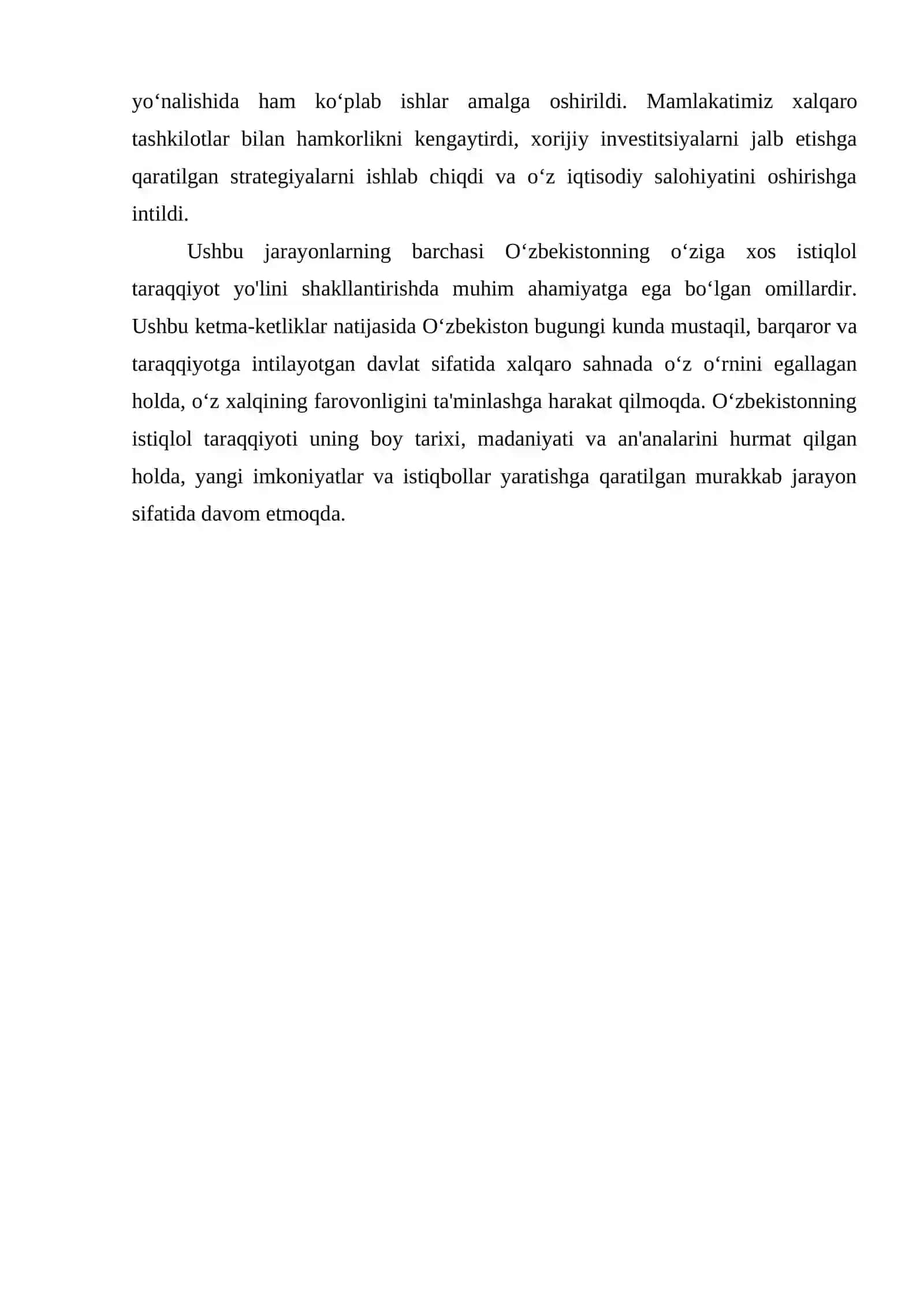 O’ZBEKISTONNING O’ZIGA XOS ISTIQLOL TARAQQIYOT YO’LI 4