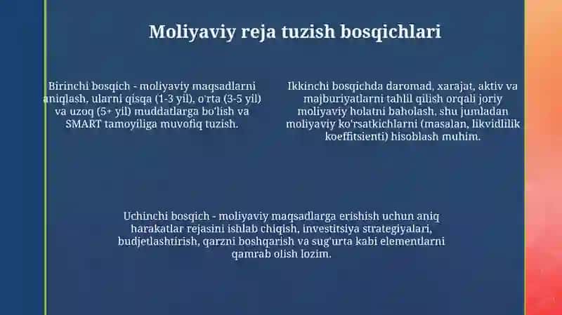 Moliyaviy rejalashtirish va moliyaviy reja 4