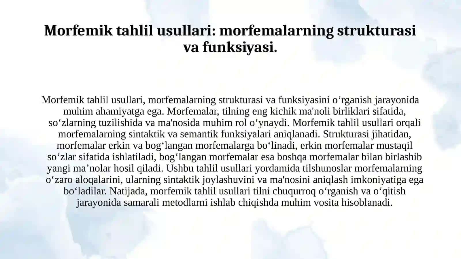 Oʻqitish metodikasi Morfemika 4