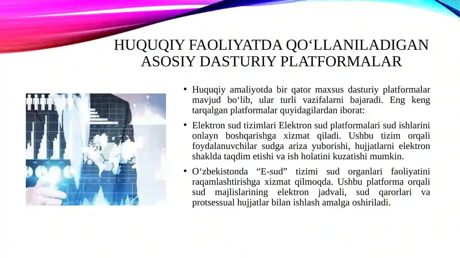 Huquqiy amaliyotda qo’llaniladigan asosiy dasturiy platformalar va ularning ishlash texnologiyasi 4