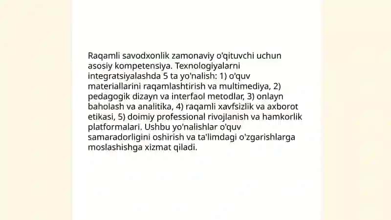 Zamonaviy o'qituvchi:"ta'limdagi o'zgarishlarga moslashuv" 4
