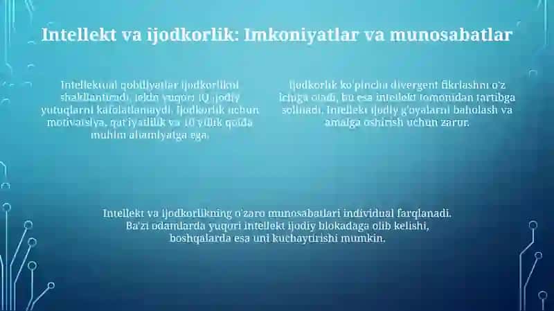 Xotira, Tafakkur, Intellekt va Ijodkorlikning Asosiy Tushunchalari 4