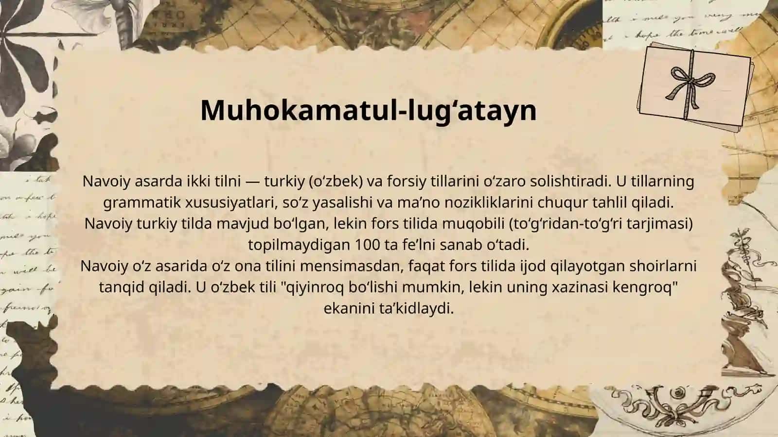 Alisher Navoiyning tilni rivojlanishiga qo’shgan hissasi 4