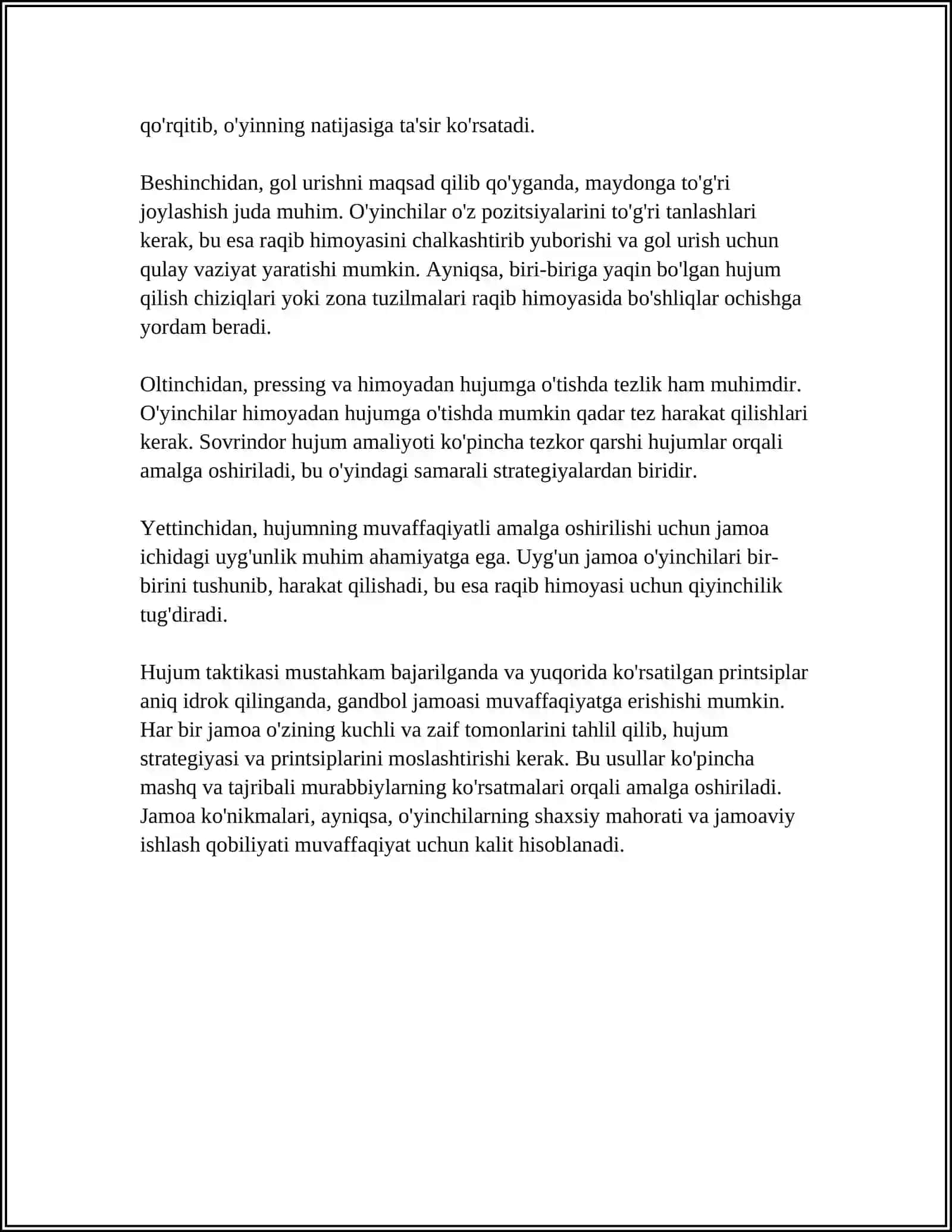 GANDBOL O'YINIDA HUJUM TAKTIKASI 4
